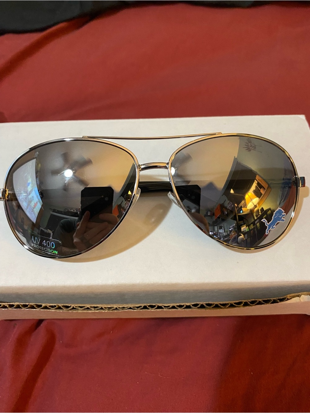 NFL Detroit Lions Aviator Sunglasses with Team Decal